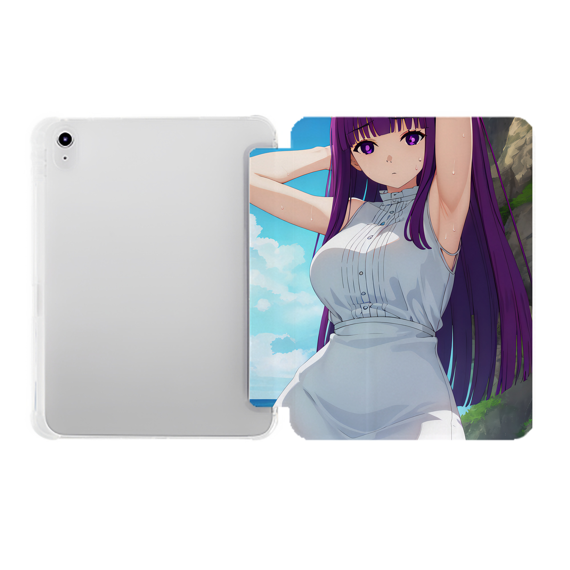 （画像用） 葬送のフリーレン Frieren IPad ケース ペン収納付き 三つ折りスタンド PUレザー×シリコン 対応機種9.5/10.5/10.9インチ